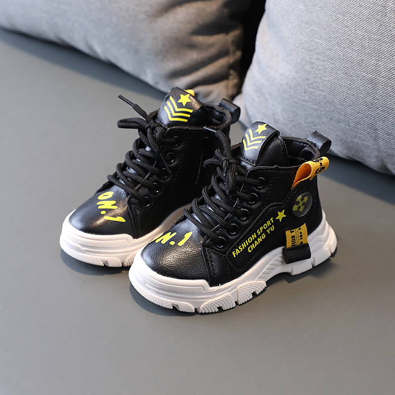 Veličina 21-30 Bijele crne čizme za djevojčice Čizme za djevojčice Cipele za dječake Školske zabave Dječje čizme od PU kože Vodootporne dječje tenisice