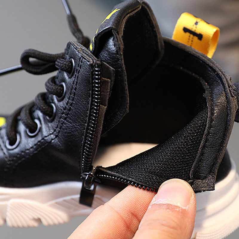 Veličina 21-30 Bijele crne čizme za djevojčice Čizme za djevojčice Cipele za dječake Školske zabave Dječje čizme od PU kože Vodootporne dječje tenisice