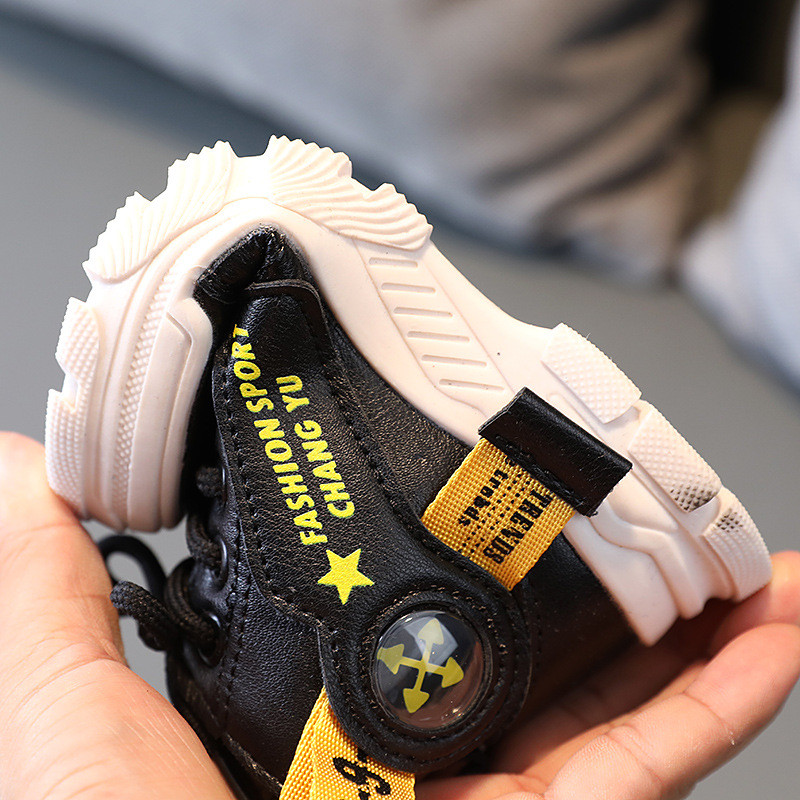 Veličina 21-30 Bijele crne čizme za djevojčice Čizme za djevojčice Cipele za dječake Školske zabave Dječje čizme od PU kože Vodootporne dječje tenisice