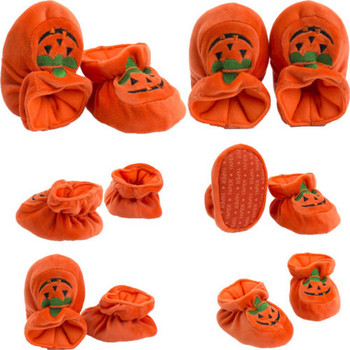 Новородено бебе момиче Мека подметка Топли памучни обувки против плъзгане Pumpkin Prewalker 0-18M