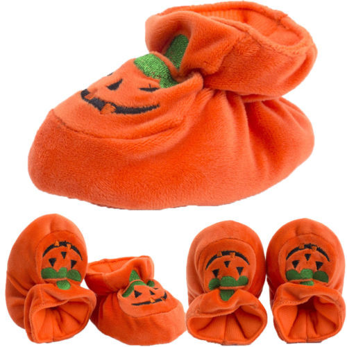 Nou-născut Bebeluş Fetiţă Talpă moale Pantofi calduri din bumbac Anti-alunecare Pumpkin Prewalker 0-18M