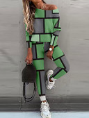 Nové dvojdielne outfity na doma, pulóver s potlačou a šikmým golierom, zladené sety, jesenno-zimná móda s dlhým rukávom pre dámy