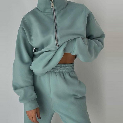 Trening pentru femei, confortabil, cu glugă, set de 2 bucăți, ocazional de stradă, costume simple simple, hanorac largi, pantaloni drepti lungi, ținute