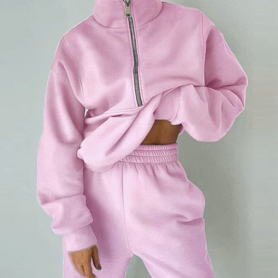Trening pentru femei, confortabil, cu glugă, set de 2 bucăți, ocazional de stradă, costume simple simple, hanorac largi, pantaloni drepti lungi, ținute