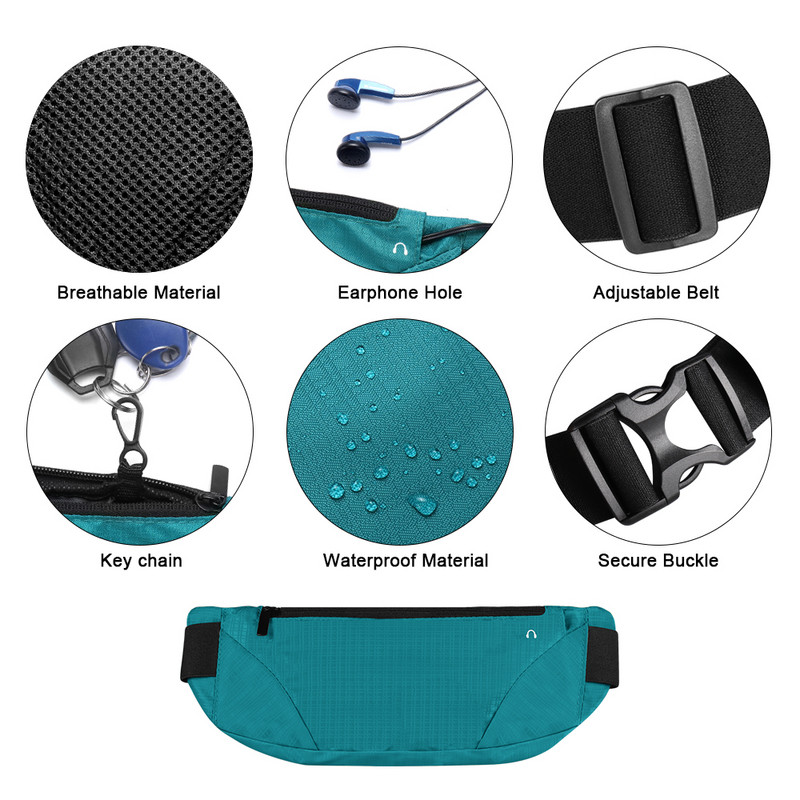 1PC Fanny paketi Žene Muškarci Torba za trčanje Oko struka Torbica Pojas za stražnjicu Sportska lagana vodootporna prozračna torbica za telefon