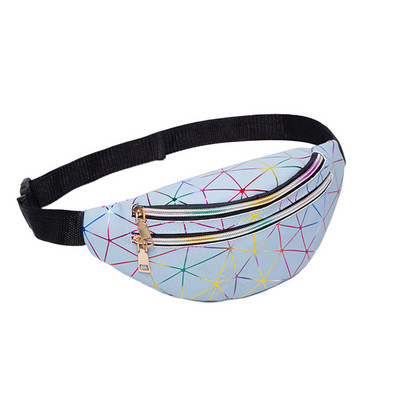 Holograafilised Fanny Packs Unisex Naistele Mehed Sliver Laser Vöökotid Geomeetriline rinnakorvi telefonikott PU Beach Traverl Bum Lukuga vöökotid