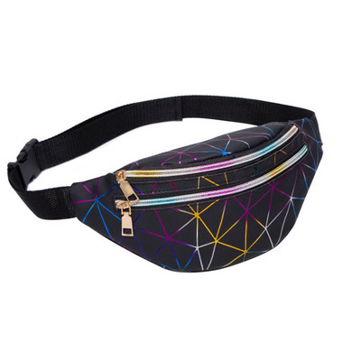 Holograafilised Fanny Packs Unisex Naistele Mehed Sliver Laser Vöökotid Geomeetriline rinnakorvi telefonikott PU Beach Traverl Bum Lukuga vöökotid