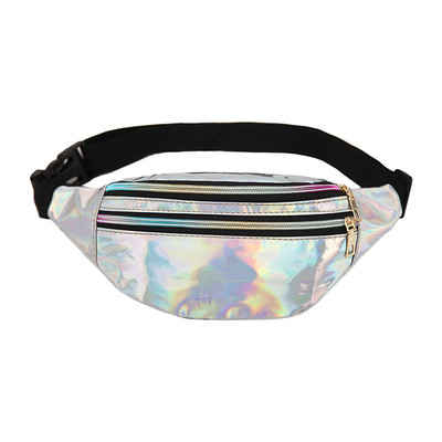 Holograafilised Fanny Packs Unisex Naistele Mehed Sliver Laser Vöökotid Geomeetriline rinnakorvi telefonikott PU Beach Traverl Bum Lukuga vöökotid