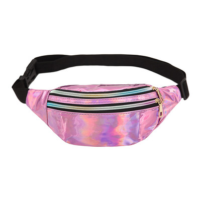 Holograafilised Fanny Packs Unisex Naistele Mehed Sliver Laser Vöökotid Geomeetriline rinnakorvi telefonikott PU Beach Traverl Bum Lukuga vöökotid