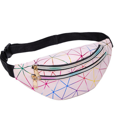 Holograafilised Fanny Packs Unisex Naistele Mehed Sliver Laser Vöökotid Geomeetriline rinnakorvi telefonikott PU Beach Traverl Bum Lukuga vöökotid