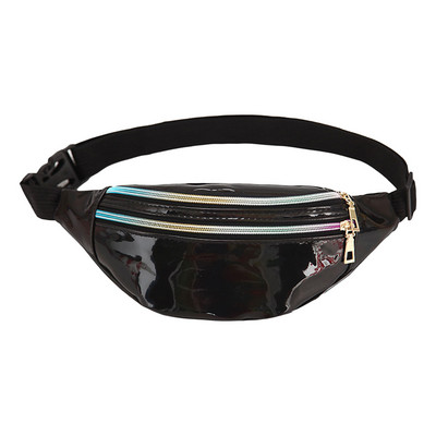 Holograafilised Fanny Packs Unisex Naistele Mehed Sliver Laser Vöökotid Geomeetriline rinnakorvi telefonikott PU Beach Traverl Bum Lukuga vöökotid