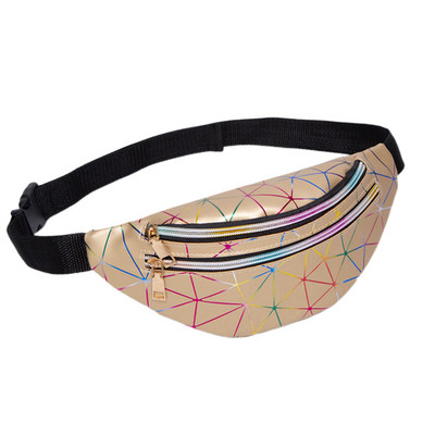 Holograafilised Fanny Packs Unisex Naistele Mehed Sliver Laser Vöökotid Geomeetriline rinnakorvi telefonikott PU Beach Traverl Bum Lukuga vöökotid