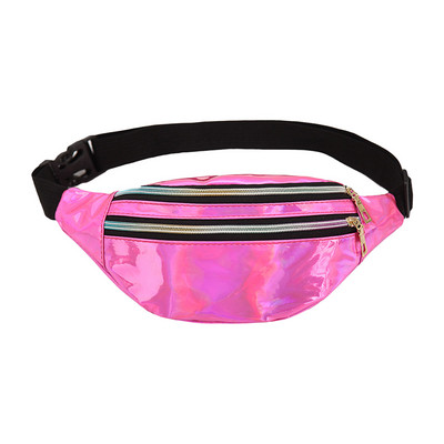 Holograafilised Fanny Packs Unisex Naistele Mehed Sliver Laser Vöökotid Geomeetriline rinnakorvi telefonikott PU Beach Traverl Bum Lukuga vöökotid