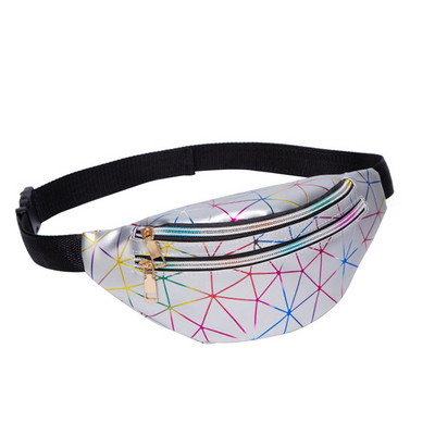 Holograafilised Fanny Packs Unisex Naistele Mehed Sliver Laser Vöökotid Geomeetriline rinnakorvi telefonikott PU Beach Traverl Bum Lukuga vöökotid