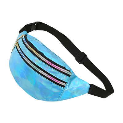 Holograafilised Fanny Packs Unisex Naistele Mehed Sliver Laser Vöökotid Geomeetriline rinnakorvi telefonikott PU Beach Traverl Bum Lukuga vöökotid