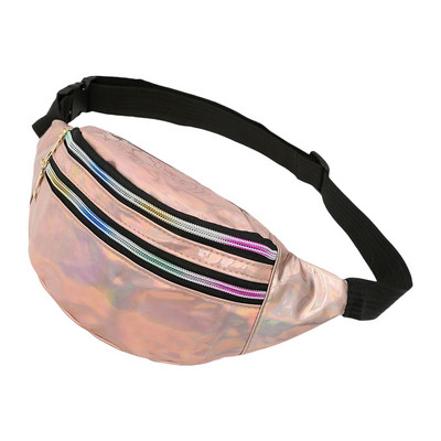 Holograafilised Fanny Packs Unisex Naistele Mehed Sliver Laser Vöökotid Geomeetriline rinnakorvi telefonikott PU Beach Traverl Bum Lukuga vöökotid