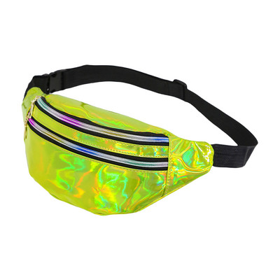 Holograafilised Fanny Packs Unisex Naistele Mehed Sliver Laser Vöökotid Geomeetriline rinnakorvi telefonikott PU Beach Traverl Bum Lukuga vöökotid