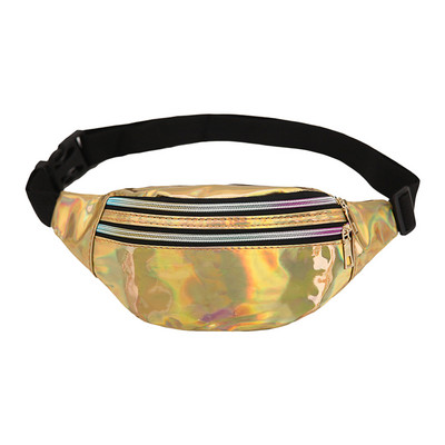 Holograafilised Fanny Packs Unisex Naistele Mehed Sliver Laser Vöökotid Geomeetriline rinnakorvi telefonikott PU Beach Traverl Bum Lukuga vöökotid