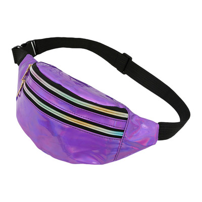 Holograafilised Fanny Packs Unisex Naistele Mehed Sliver Laser Vöökotid Geomeetriline rinnakorvi telefonikott PU Beach Traverl Bum Lukuga vöökotid