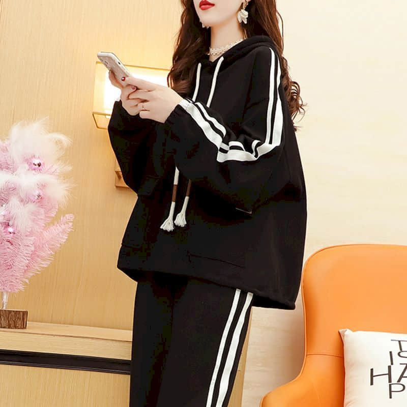 Modni kompleti hlača Topovi s dugim rukavima i kapuljačom Ležerna prevelika ženska trenirka Sportski novo u kombinaciji Dvodijelni set za žene