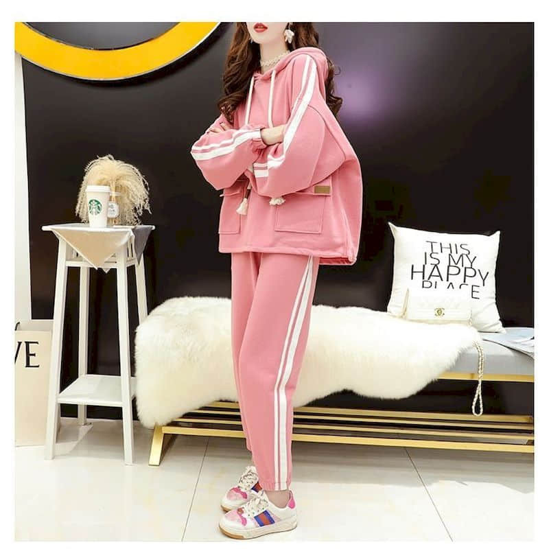 Modni kompleti hlača Topovi s dugim rukavima i kapuljačom Ležerna prevelika ženska trenirka Sportski novo u kombinaciji Dvodijelni set za žene