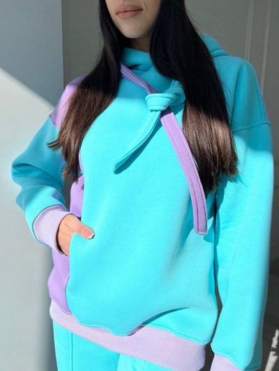 Jesenski i zimski ležerni sportski pulover s kapuljačom, dvodijelni set ženske osobnosti, odijelo s kapuljačom u skladu s bojama, 2023. novo vruće rasprodaja