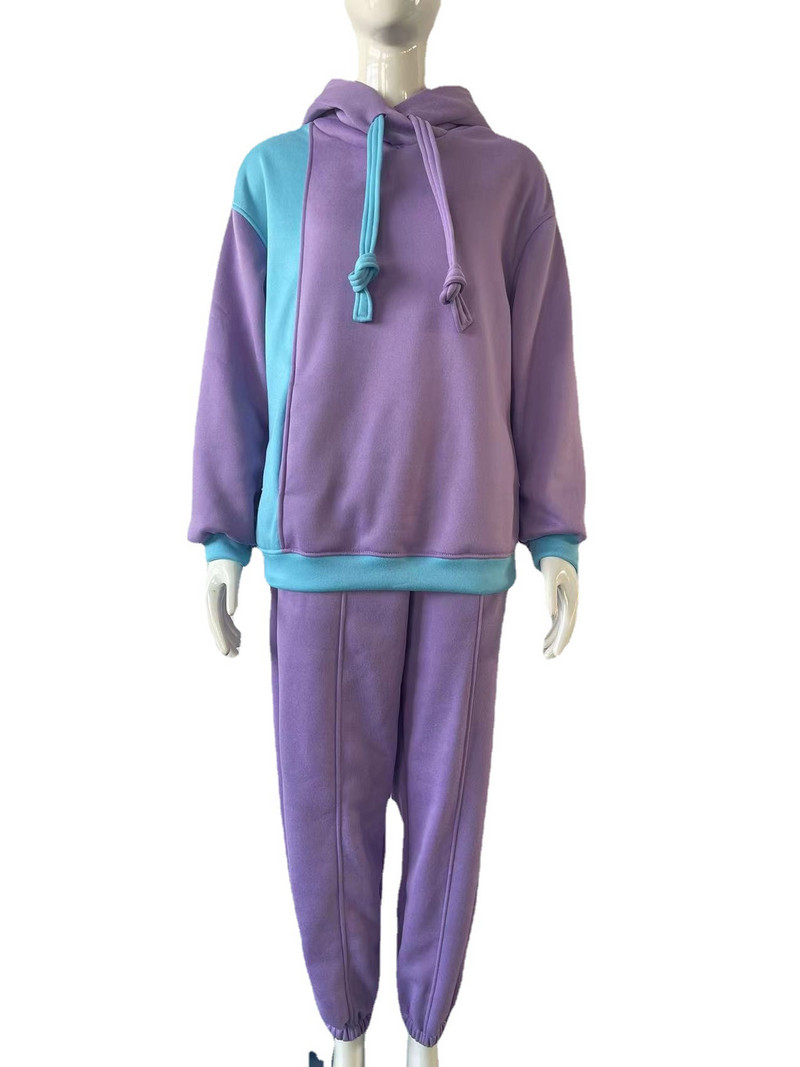 Jesenski i zimski ležerni sportski pulover s kapuljačom, dvodijelni set ženske osobnosti, odijelo s kapuljačom u skladu s bojama, 2023. novo vruće rasprodaja