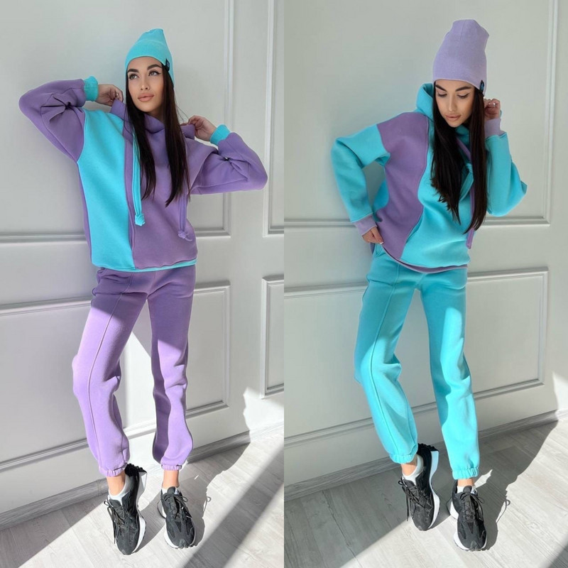 Jesenski i zimski ležerni sportski pulover s kapuljačom, dvodijelni set ženske osobnosti, odijelo s kapuljačom u skladu s bojama, 2023. novo vruće rasprodaja