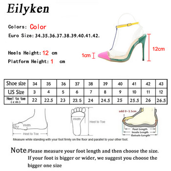Eilyken Fashion Ψηλοτάκουνα Γυναικεία Σανδάλια Σέξι μύτη με μύτη Κομψά παπούτσια με αγκράφα με λουράκια σχεδιαστών Stiletto Pumps