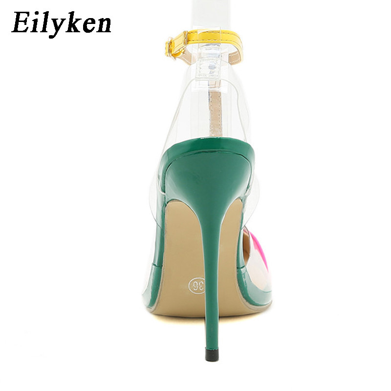 Eilyken Modne ženske sandale na visoke potpetice Seksi špicasti vrhovi Elegantne cipele s kopčom za gležnjeve Dizajnerske cipele na štikle