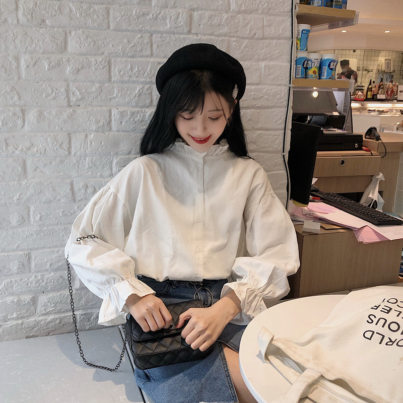 Bijela bluza Ženske košulje dugih rukava Kawaii korejske modne ženske majice i bluze Ženske elegantne ležerne uske Harajuku odjeće