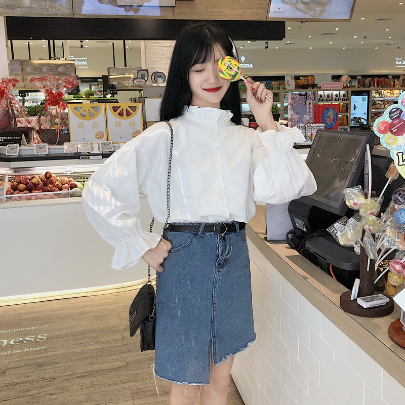 Bijela bluza Ženske košulje dugih rukava Kawaii korejske modne ženske majice i bluze Ženske elegantne ležerne uske Harajuku odjeće