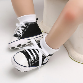 Обувки за новородени, момчета и момичета, класически спортни меки платнени многоцветни обувки за свободното време First Walker Обувки за кръщене