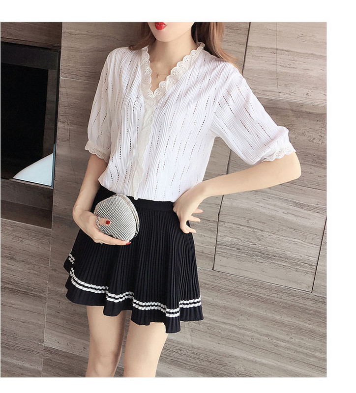 Naiste 2020. aasta armsa moe volangidega valged pluusid V kaelusega lühikeste varrukatega venivad naiste särgid Blusas šikid topid Elegantsed