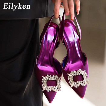Eilyken Нова лятна мода Sun Crystal Секси дамски обувки с остри пръсти Дизайнерски гладиаторски сандали с приплъзване Размер 35-41