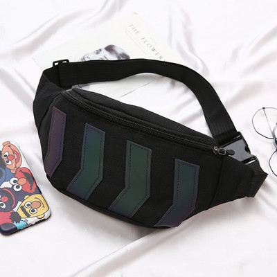 Καμβάς τσάντα μέσης 2022 Fanny Pack με αντανακλαστική λωρίδα με τρύπα για ακουστικά Τσάντες μπανάνας Τσάντα μέσης Γυναικεία Ανδρικά Θήκη τηλεφώνου ταξιδιού