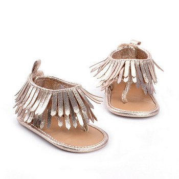 Обувки за новородени бебета и момичета Сандали с пискюли и пайети InfantSoft Sole Обувки за малко дете с пискюли Неплъзгащи се летни сандали 0-12M