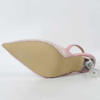 Eilyken 2024 Нова мода Дантелени дамски обувки с остри пръсти Елегантни плитки кристални токчета Банкетни сандали за стриптизьорки Мулета Дамски обувки