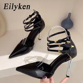 Eilyken Design sexy cu bandă îngustă cu cataramă pantofi cu curea pentru femei, modă cu cureaua la gleznă, cu tocuri subțiri, pantofi de primăvară pentru nuntă