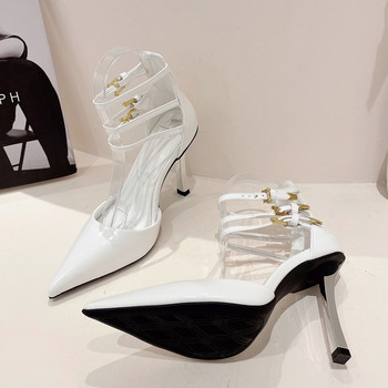 Eilyken Секси дизайнерски помпи с каишка с каишка с тесна лента Дамски модни каишки за глезена Тънки токчета Булчински пролетни обувки за сватбено парти