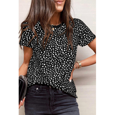 Leopard print s okruglim izrezom i kratkim rukavima, ležerna ulična majica s kratkim rukavima Femmes Ljetna nova modna široka ženska majica 2023.