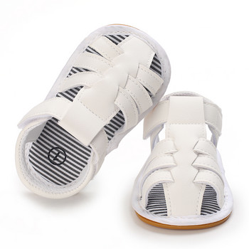 Нови бебешки обувки, летни момчета, момичета, дишащи сандали, обувки с равни обувки за малки деца, мека гумена подметка, противоплъзгащи се панделки, детски обувки First Walker Shoes