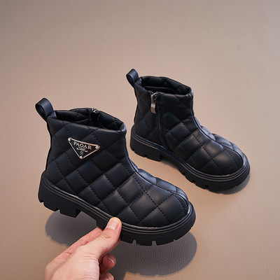 Cizme Cizme de bumbac pentru copii Kaki pantofi casual anti-alunecare Negru Fete Cizme la modă Bebeluși băieți anti-alunecare fete talpă moale scurtă