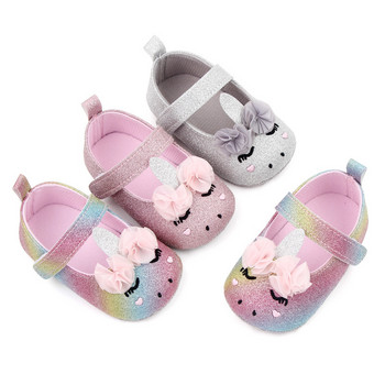 Нови обувки за бебета за момичета с цветя Еднорог с мека подметка Обувки за детско креватче Пролет Есен Първи проходилки