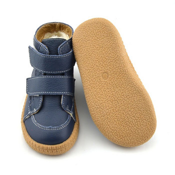 μεγάλα αγόρια δερμάτινα μποτάκια χειμερινά ναυτικά παιδικά μποτάκια ζεστά απλά δημοφιλή παπούτσια λουράκια SandQ baby 2019 16,5cm-20cm