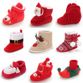Slatke božićne cipele za novorođenčad Dječaci Djevojčice Prve hodalice Mekano dno Dojenčad Tople čizme za snijeg 0-18 mjeseci