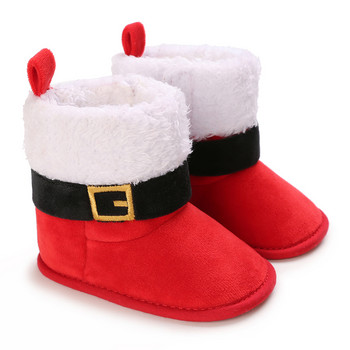 Сладки коледни обувки за новородени бебета Момчета Момичета Първи проходилки Меко дъно Бебешки обувки Топли ботуши за сняг 0-18 месеца