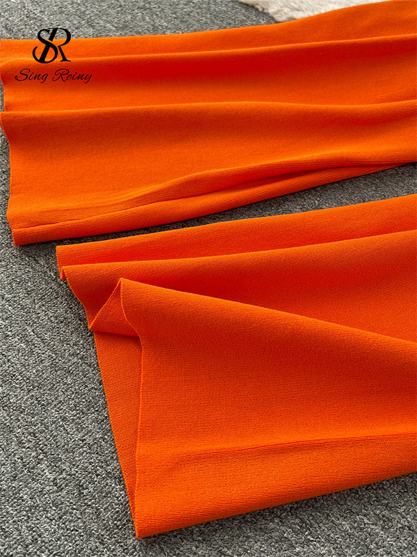 SINGREINY Zimska modna debela džemperska odijela 2023. Široki pulover s vezanjem + elastične duge hlače Ležerni pleteni dvodijelni kompleti