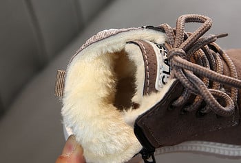 2023 Зимни ботуши за сняг за деца Дебели топли момчета и момичета Външни плюшени памучни обувки с мека подметка Момчета и момичета Martin ботуши за деца