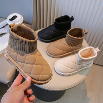 Παιδικά Linge Boots Snow 2023 Χειμερινά νέα για αγόρια βελούδινα βαμβακερά παπούτσια Κοριτσίστικα ελαστικά κοντά σωληνάκια κάλτσες Μπότες Drop Shipping Cute